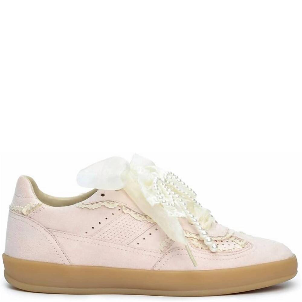 NEW MIIM women's eleanor satin and lace sneakers in nude pink